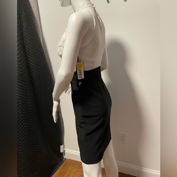 NWT black & white dress w/ ruffle chiffon top, size 3 - Picture 4 of 8